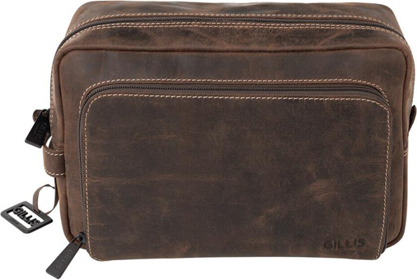 Bilde av GILLIS LONDON Wellington Toalettveske i skinn L - 185x290x120 mm - Vintage brun