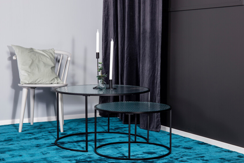 Twinte Settbord 80 cm Rundt 2 Bord - Glass/Svart