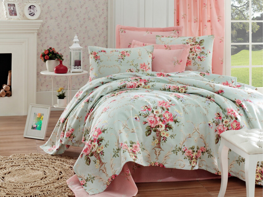 EnLora Home Sengeteppe Dobbelt 200x235+Laken+2 Putetrekk - Mint