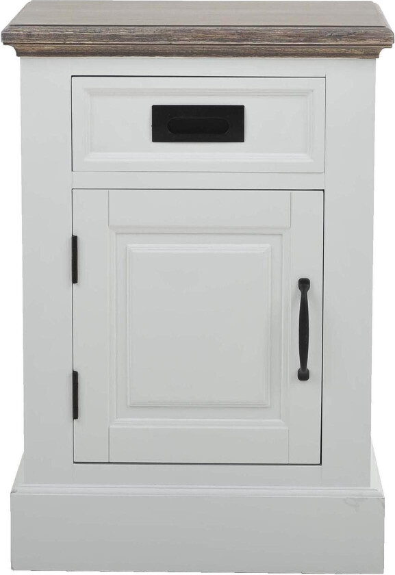 Verdell Nattbord 46 med Oppbevaring Skuff + Skap - Hvit