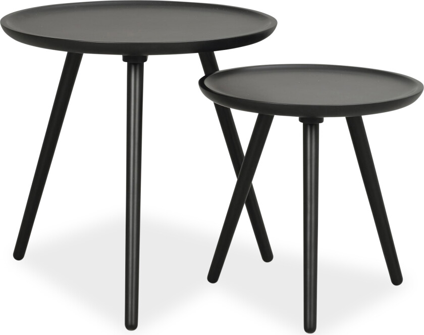 Cornelia Settbord 50 cm Rundt 2 Bord - Svart