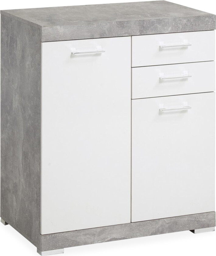 Bristol Skjenk 80 cm 2 Luker 2 Skuffer - Hvit/Betong