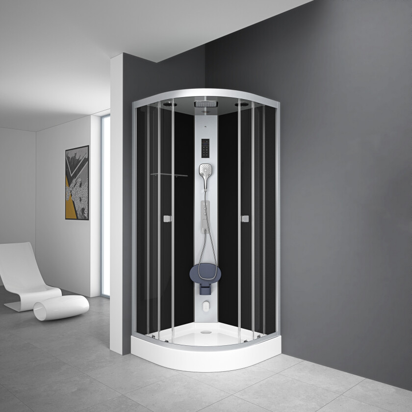 Stridesberg Dusjkabinett 90 cm Rundt - Svart/Sølv