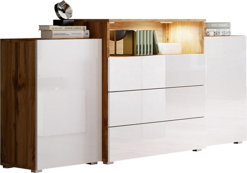 Kommode 150 cm - Hvit/Natur