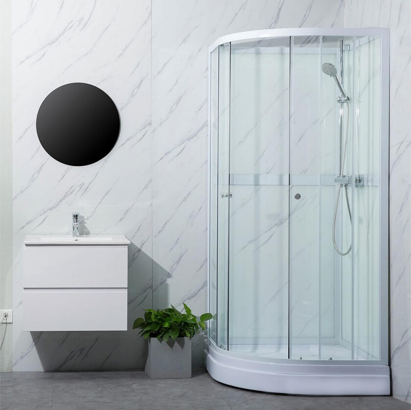 Ideal Dusjkabinett 90x90 cm Rund - Hvit