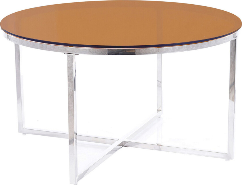 Crystalia Sofabord 80 cm Rundt - Glass/Brun/Silver