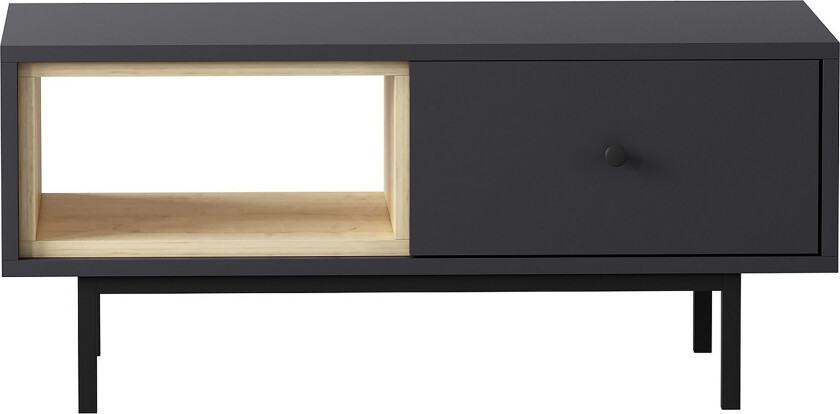 Papias Sofabord 90 cm med Oppbevaring Hylle + Lucka - Antracit/Svart