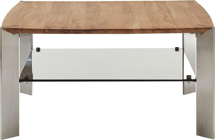 Nelia Sofabord 50 cm med Oppbevaringshylle - Eik/Brons