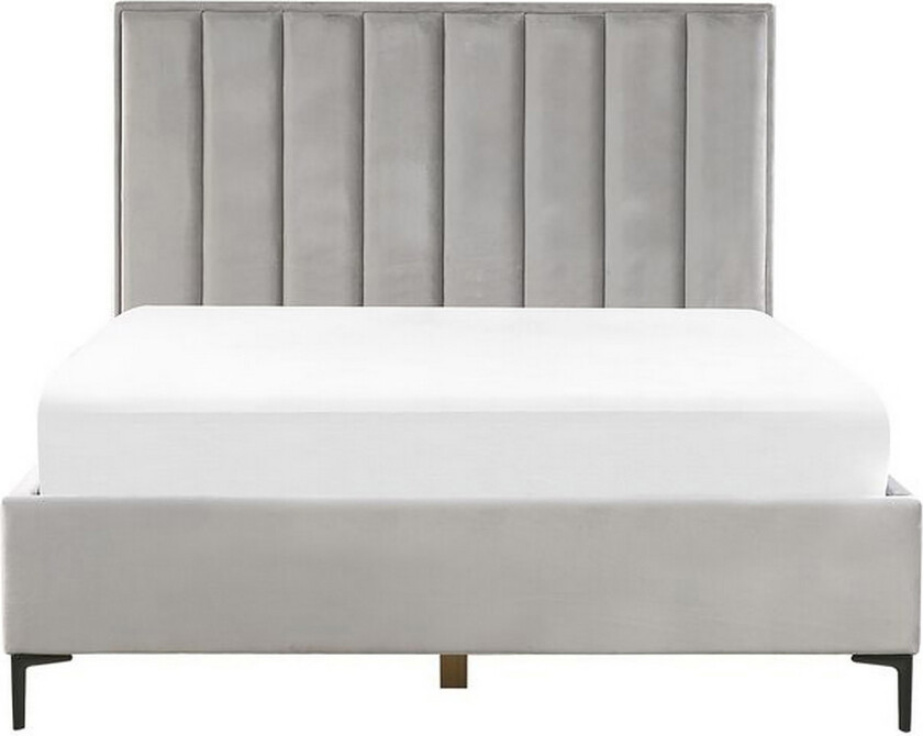 dobbeltseng med oppbevaring 140x200 cm grå SEZANNE - Grå