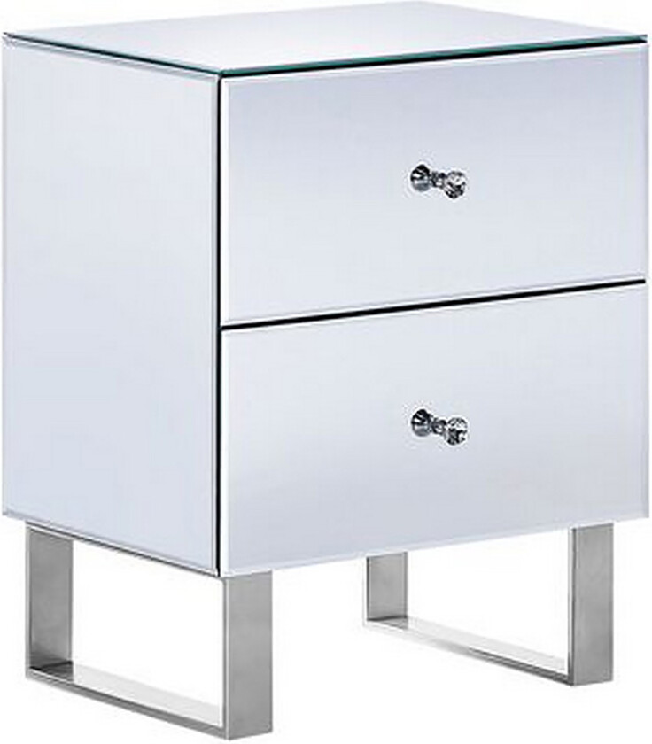 Nattbord 2 skuffer speileffekt NESLE - Sølv