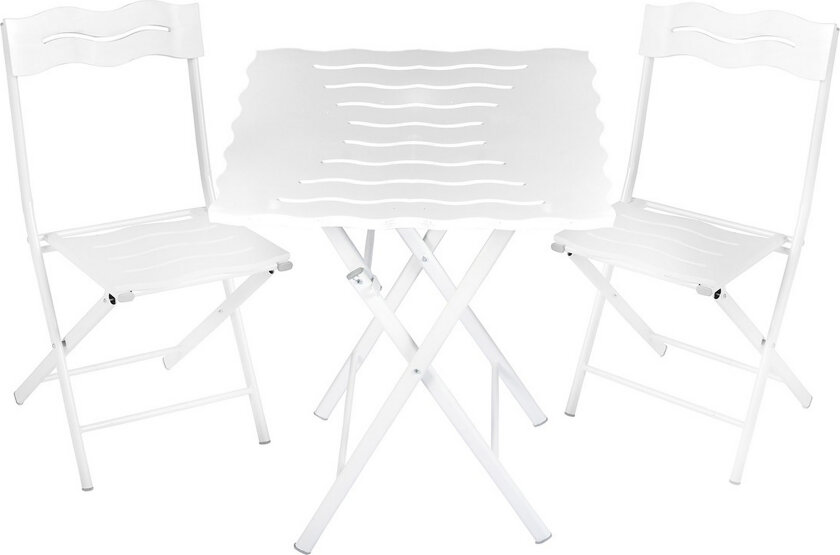 Riotorto Cafésett 60 cm Bølger + 2 Stoler - Hvit
