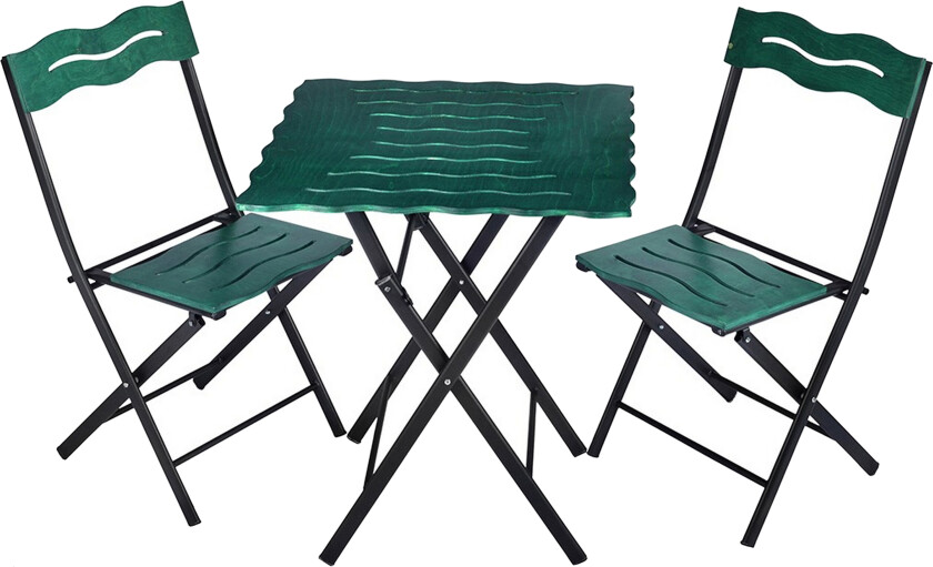 Riotorto Cafésett 60 cm Bølger + 2 Stoler - Grønn / Svart