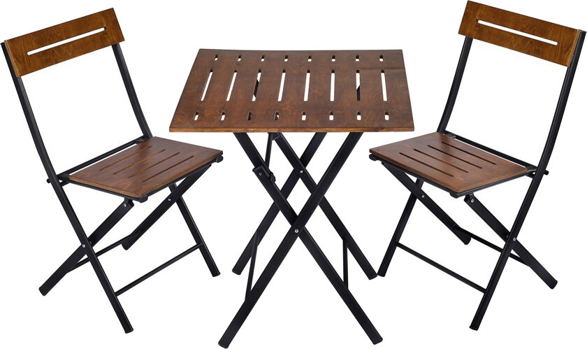 Riotorto Cafésett 60 cm Linjer + 2 Stoler - Natur / Svart