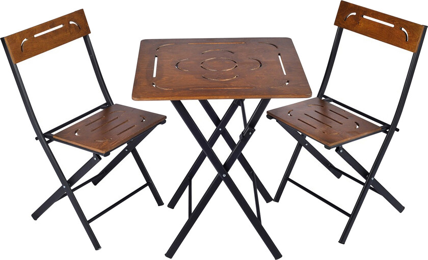 Riotorto Cafésett 60 cm Blomst + 2 Stoler - Natur / Svart