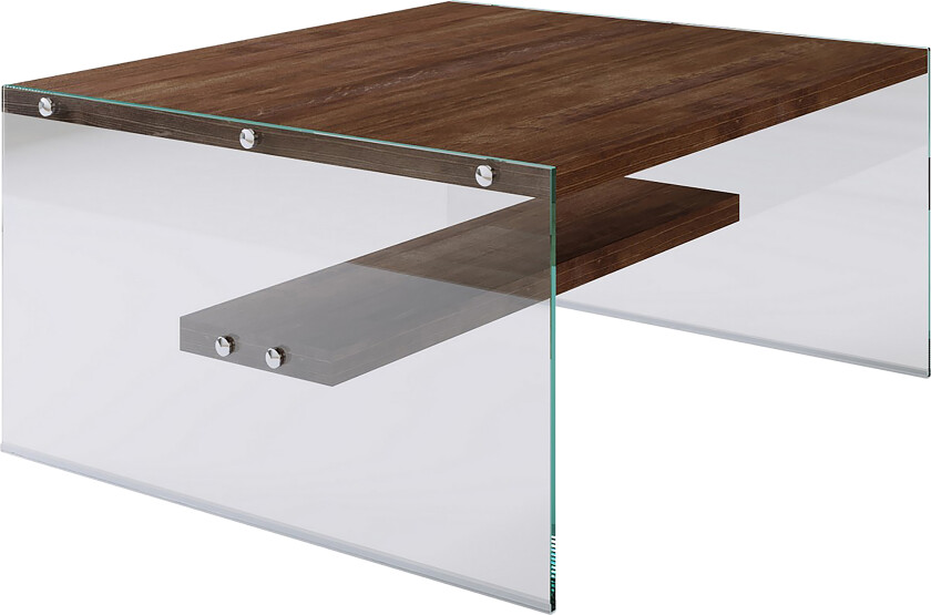 Sabani Sofabord 75 cm med Oppbevaringshylle - Glass/Brun