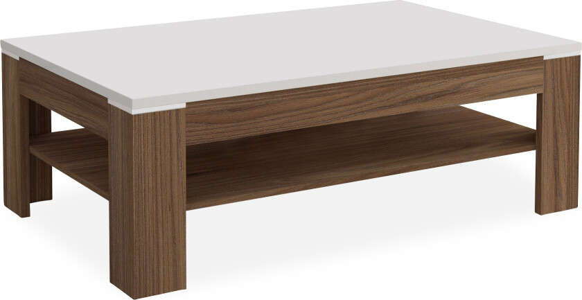 Keoisha Sofabord 120 cm med Oppbevaringshylle - Brun/Hvit