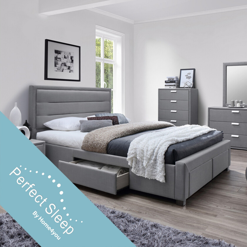 Seng CAREN med 4 skuffer/Madrass HARMONY DELUX -