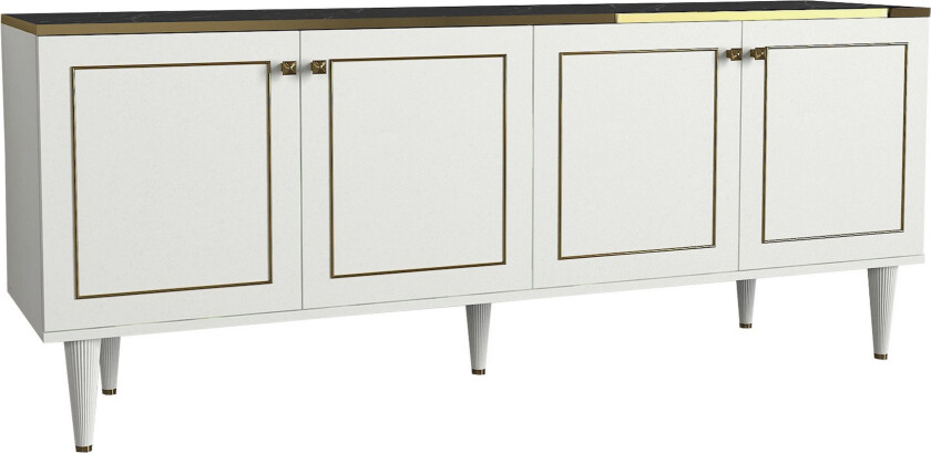 Pinneo Sidebord 180 cm - Hvit|Gull|Svart