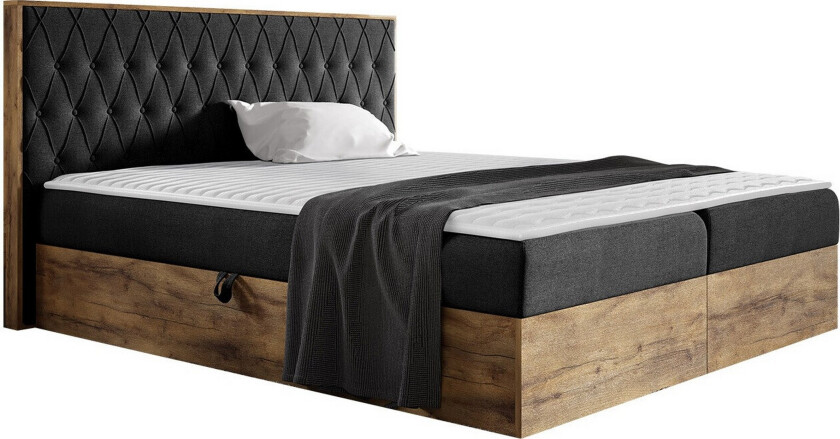 Oberting Sengeramme 140x200 cm - svart/tre