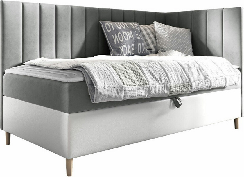 Boisdale Sengeramme 100x200 cm - Hvit/Grå