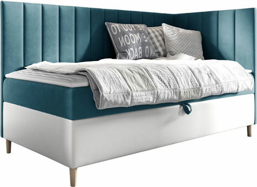 Boisdale Sengeramme 90x200 cm - Turkis/Hvit