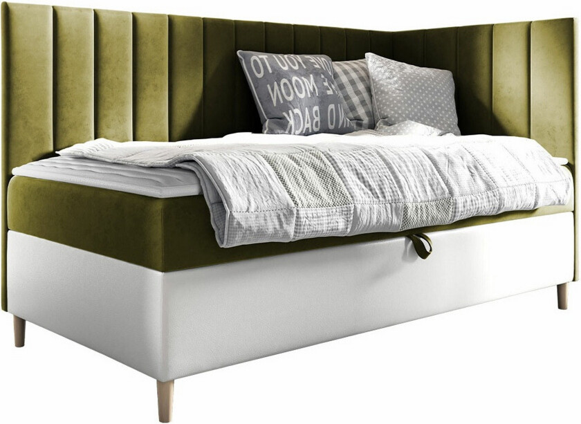 Boisdale Sengeramme 90x200 cm - Grønn/Hvit