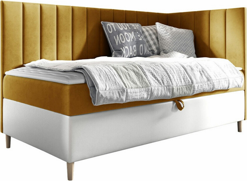 Boisdale Sengeramme 80x200 cm - Gul/Hvit