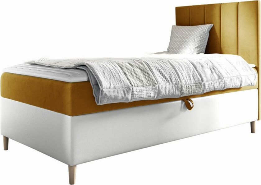 Boisdale Sengeramme 90x200 cm - Gul/Hvit