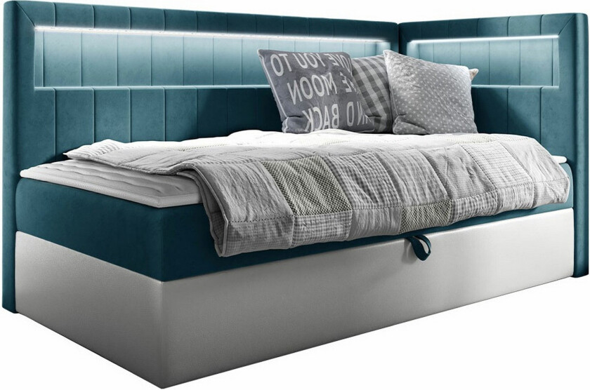 Boisdale Sengeramme 100x200 cm - Turkis/Hvit