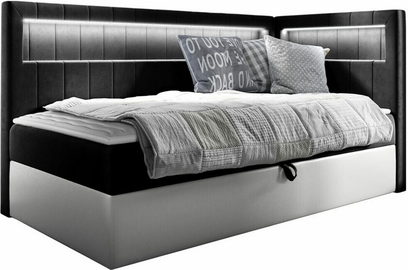 Boisdale Sengeramme 100x200 cm - Svart/Hvit