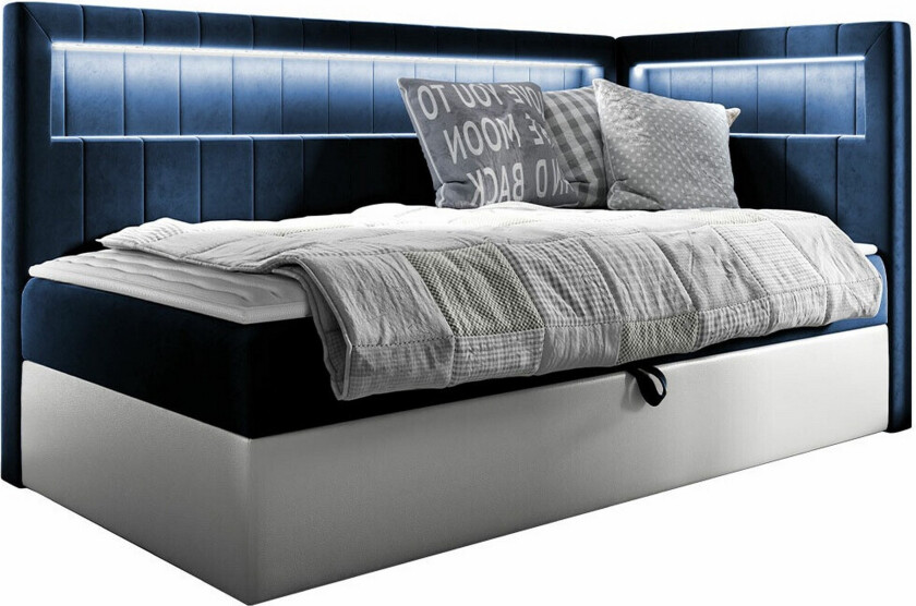 Boisdale Sengeramme 100x200 cm - Blå/Hvit