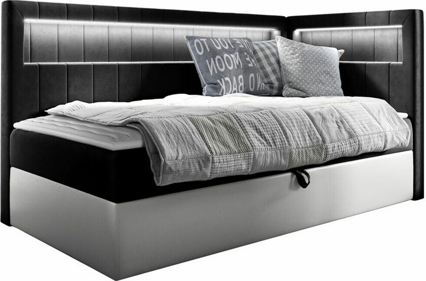 Boisdale Sengeramme 90x200 cm - Svart/Hvit