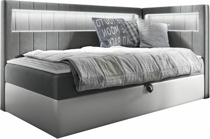 Boisdale Sengeramme 90x200 cm - Hvit/Grå