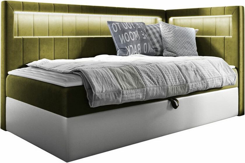 Boisdale Sengeramme 90x200 cm - Grønn/Hvit