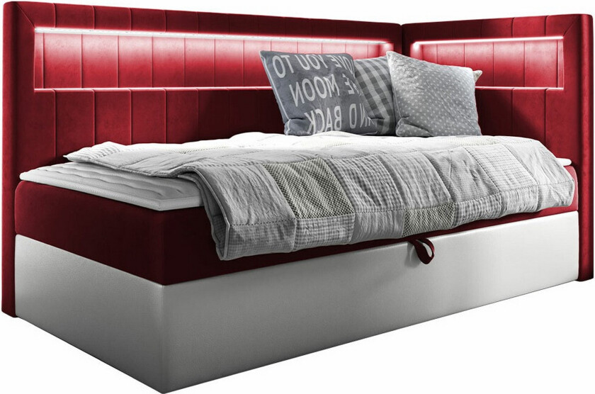 Boisdale Sengeramme 90x200 cm - Rød/Hvit