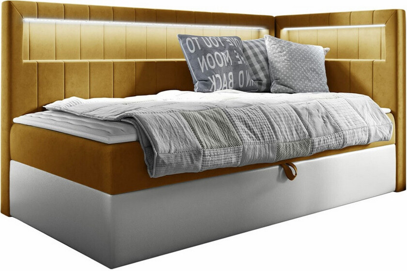 Boisdale Sengeramme 80x200 cm - Gul/Hvit