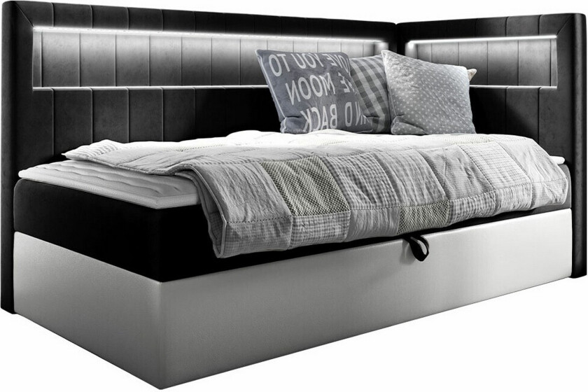 Boisdale Sengeramme 80x200 cm - Svart/Hvit