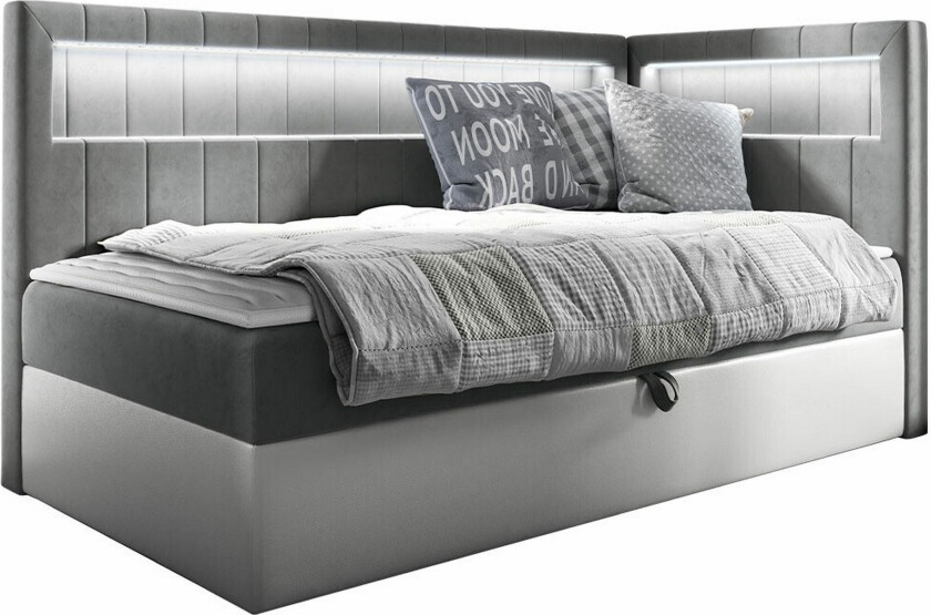 Boisdale Sengeramme 80x200 cm - Hvit/Mørkegrå