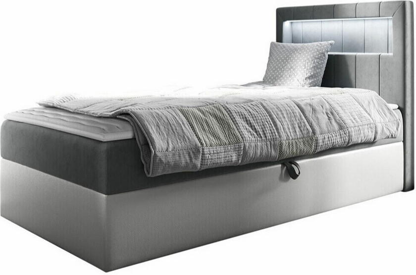 Boisdale Sengeramme 100x200 cm - Hvit/Grå