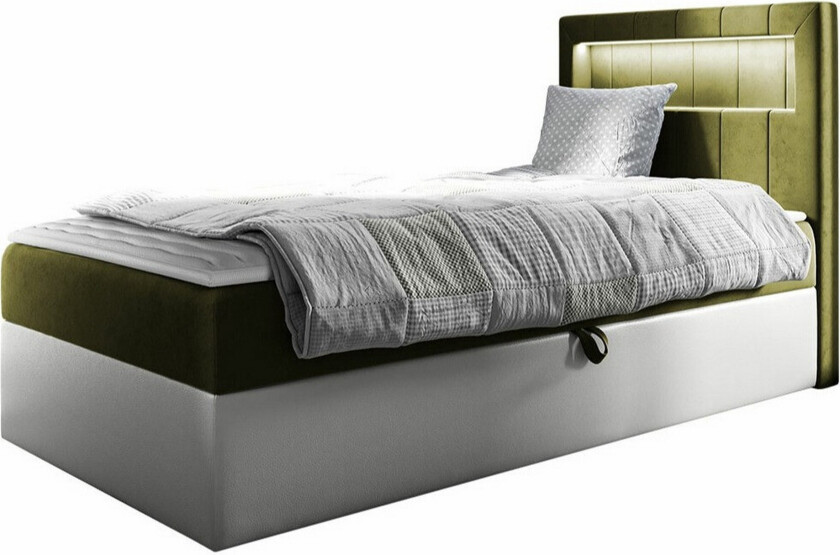 Boisdale Sengeramme 100x200 cm - Grønn/Hvit