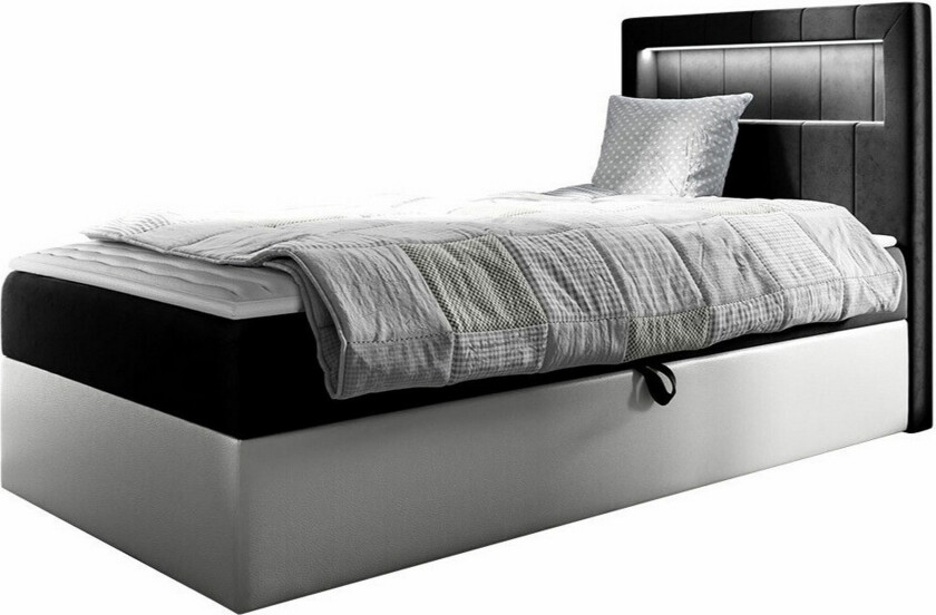 Boisdale Sengeramme 90x200 cm - Svart/Hvit