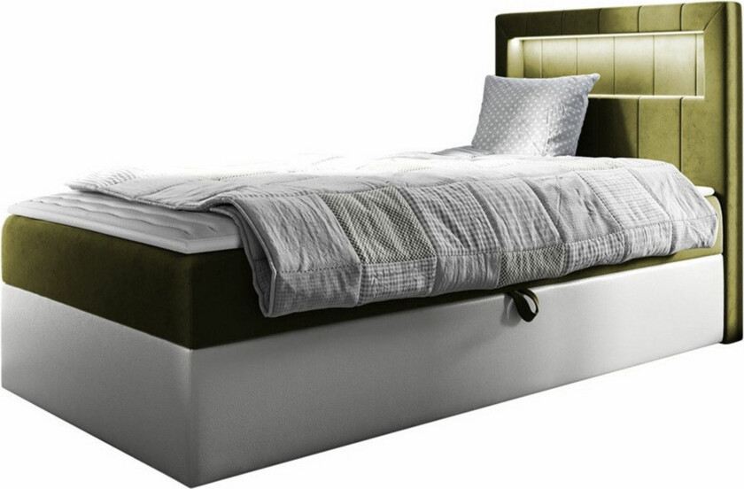 Boisdale Sengeramme 90x200 cm - Grønn/Hvit