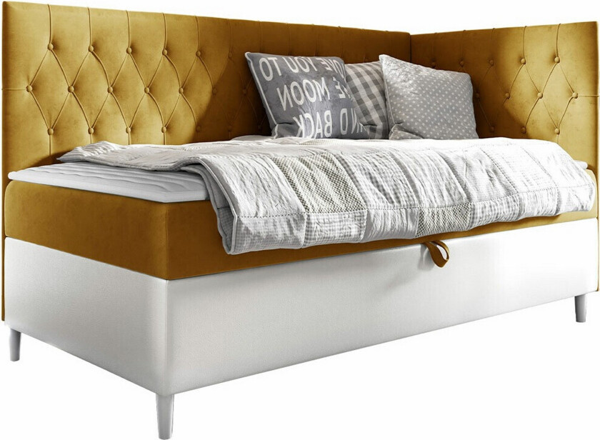 Boisdale Sengeramme 100x200 cm - Gul/Hvit