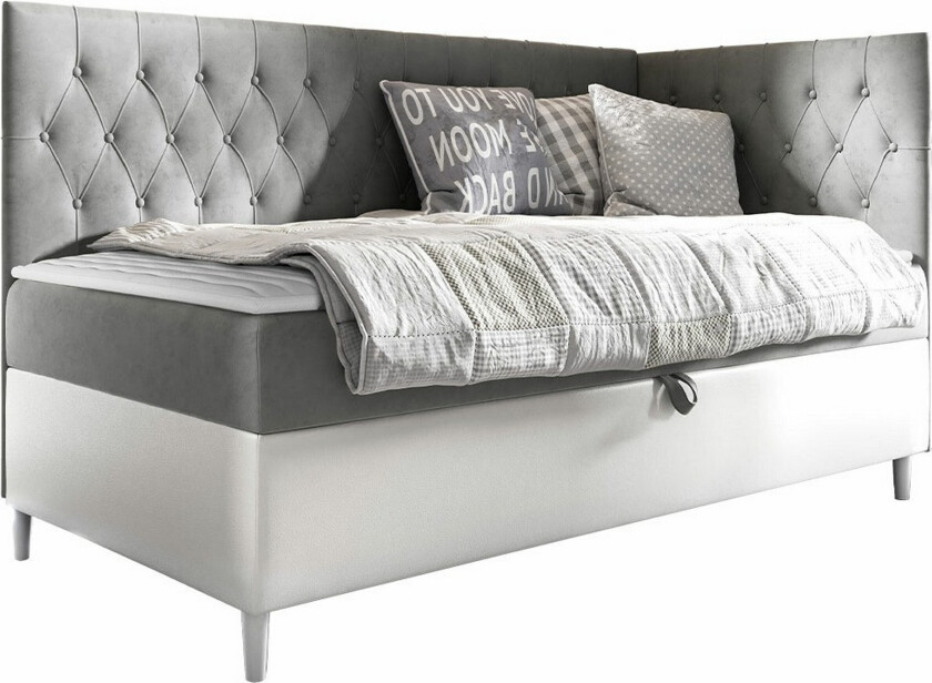 Boisdale Sengeramme 100x200 cm - Hvit/Grå