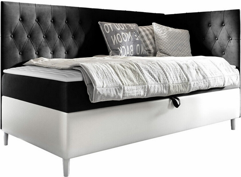 Boisdale Sengeramme 90x200 cm - Svart/Hvit