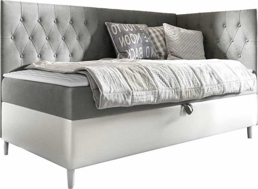 Boisdale Sengeramme 90x200 cm - Hvit/Grå