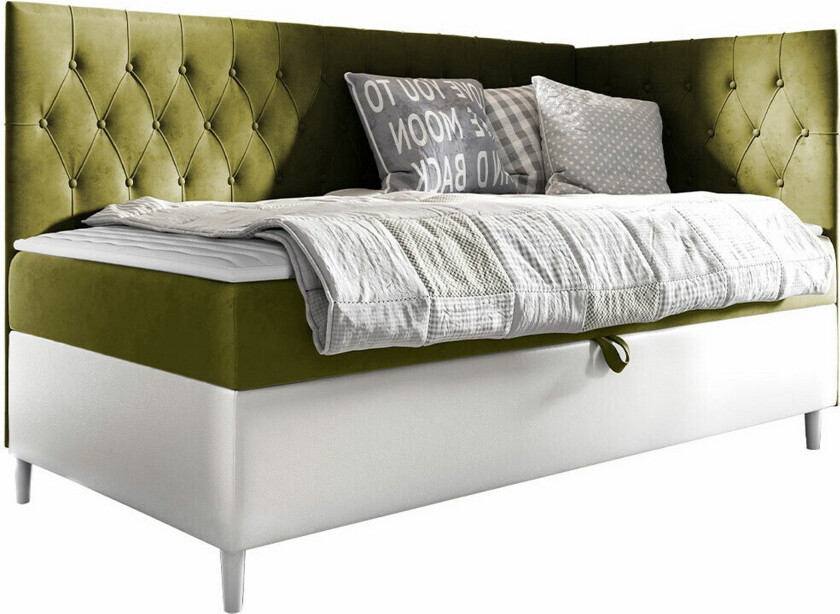 Boisdale Sengeramme 90x200 cm - Grønn/Hvit