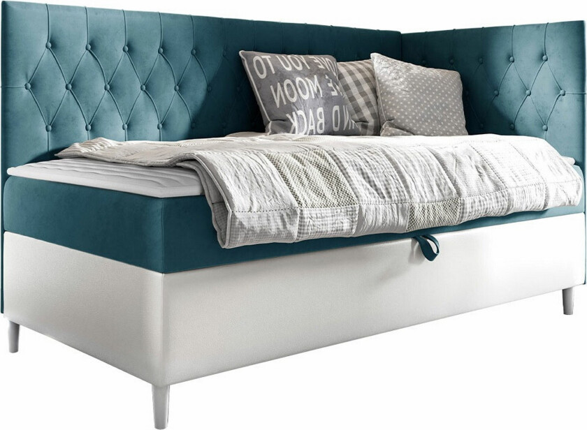 Boisdale Sengeramme 80x200 cm - Turkis/Hvit