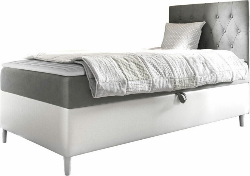 Boisdale Sengeramme 100x200 cm - Hvit/Grå