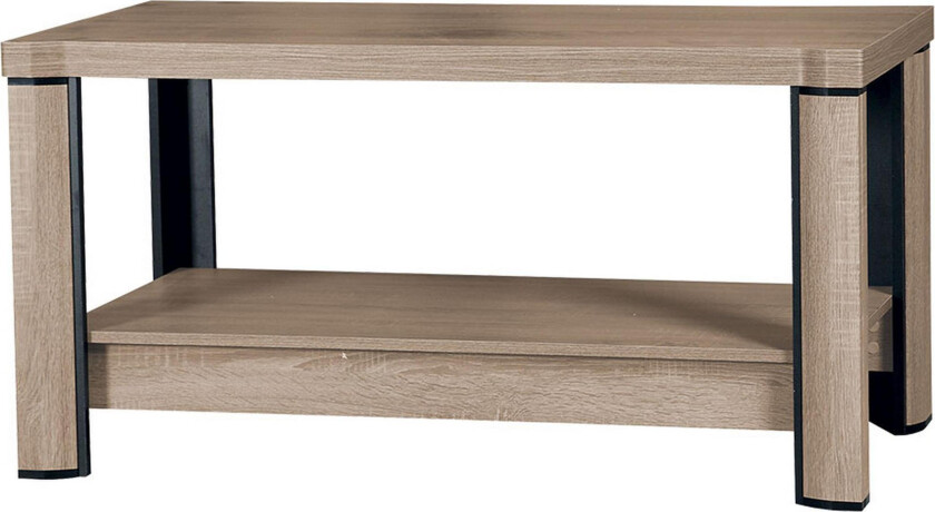 Chezum Sofabord 120 cm med Oppbevaringshylle - Eikefarge/Beige/Grå